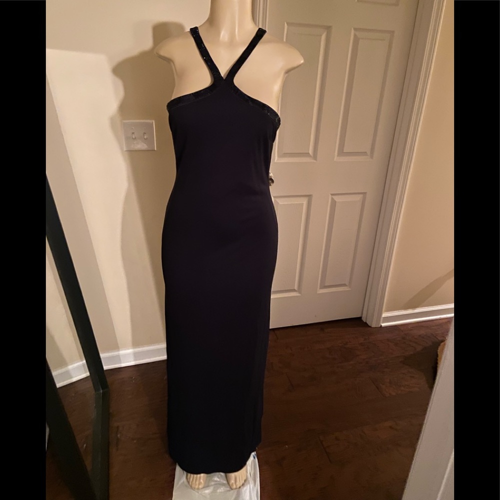 The perfect maxi black dress with glittery stones accross neck